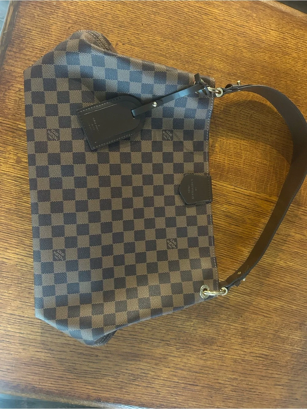 LV Brown Check Canvas Shoulder Bag - Designer Style